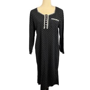 Vintage Allyson Whitmore Polka Dot Black White Night Gown Intimates Sleepwear M